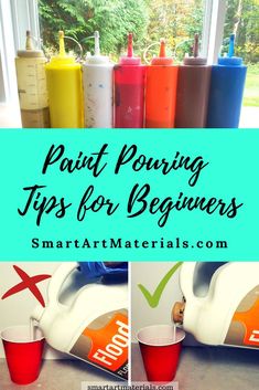 several different types of paint pouring tips for beginners