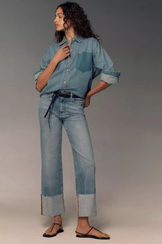 The Scotty Cuffed High-Rise Straight-Leg Jeans | Anthropologie