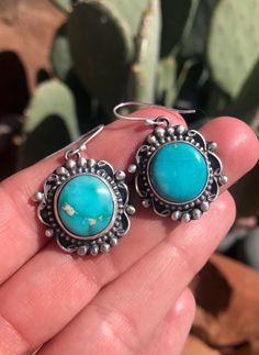 The Denver Turquoise Earrings, 4-Earrings-Calli Co., Turquoise and Silver Jewelry, Native American Handmade, Zuni Tribe, Navajo Tribe, Brock Texas Native American Turquoise, Turquoise Earrings, Denver, Silver Jewelry, Turquoise, Gemstones, Sterling Silver, Silver