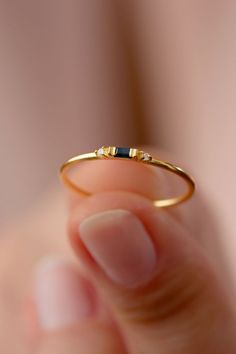 Luxury Dainty Sapphire Ring As A Gift, Calligraphy Jewelry, Prom Ring, Ring With Blue Stone, Stacked Rings, Graduation Rings, Gold Candy, Ring Three Stone, Diamond Stacking Rings