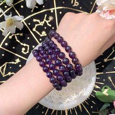 * They are natural crystal, please accept that they are not "perfect", they may have natural cracks and patterns. Size & Fit: Beads: 8mm Wrist size：14-17cm Materials: Amethyst Features:Amethyst has a positive impact on a person's mind by relieving stress, stimulating new ideas, and enhancing psychic abilities. This stone helps you to deal with problems and calm yourself in facing chaos. Those who experience anxiety and nightmares can also benefit from this stone.Notes:Due to the nature of the st Calm Yourself, Amethyst Jewelry, Amethyst Bracelet, Psychic Abilities, Not Perfect, New Ideas, Natural Crystals, Psychic, Amethyst