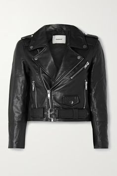 Black + NET SUSTAIN Joan leather biker jacket | DEADWOOD | NET-A-PORTER Best Leather Jackets, Capsule Wardrobe Essentials, Expiration Date, Leather Biker Jacket, Clothing Essentials, Leather Moto Jacket, Fashion Week Street Style, Leather Jackets Women, Looks Vintage