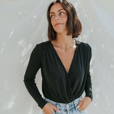 Brand New With Tags, Black Turnt Bodysuit By Intimately Free People. Has Hygienic Liner. Sz M Armpit To Armpit: 22.5” Length: 29.5” Designed In A Slinky Long Sleeve Silhouette, This Cross-Front Body Suit Features A Plunging V-Neckline And Pleating Detail Throughout. Snap Button Closures At The Gusset Attached Sheer Lace Undie With A Cheeky Fit Care/Import Machine Wash Cold Import 2465-A Chic Solid Color V-neck Bodysuit, Chic Stretch Bodysuit For Date Night, Chic V-neck Bodysuit For Going Out, Chic Bodysuit For Going Out In Fall, Chic V-neck Bodysuit For Date Night, Chic Solid Color Bodysuit For Night Out, Chic Bodysuit For Night Out In Fall, Chic Long Sleeve Bodysuit For Going Out, Chic Fall Bodysuit For Night Out