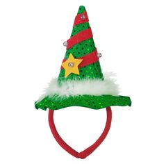 Mini Light up Christmas Tree Headband Tree Headband, Christmas Tree Headband, Tshirt Makeover, Mini Light, Christmas Headband, Funny Hats, Sticker Patches, Patch Design, Green Christmas