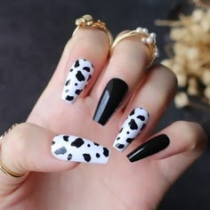 Nails Medium Coffin, Ballet Nails, Medium Coffin, Cow Nails, Cute Acrylic Nail Designs, Nails Medium