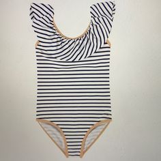 Chlo Girls Navy And White Swimsuit Kids Holiday Outfits, Chloe Kids, Dolce And Gabbana Kids, Swimsuit Design, 1 Piece Swimsuit, Striped One Piece, Striped Swimsuit, White Swimsuit, Kids Swimwear