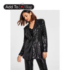 in stock Black Party Season Blazer, Black Party Season Blazer For Work, Black Blazer For Party Season Workwear, Glamorous Black Party Season Blazer, Glamorous Black Spring Blazer, Black Sequined Blazer For Night Out, Black Holiday Evening Blazer, Glamorous Black Blazer For Night Out, Holiday Evening Black Blazer