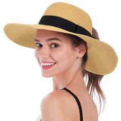 PRICES MAY VARY. Lightweight & Breathable - Our summer straw hat is made of high-quality, eco-friendly paper straw material, which makes it lightweight, breathable, and flexible; Tightly woven to ensure high durability and added comfort. Put on this lovely sun hat and enjoy your day out in the sun UV Protection & Wide Brim - Wide brim (approx. 4 in.) with premium sun protective straw helps shield your face, neck, and ears, thus protecting your skin from the sun and harmful UV rays. This sun hat Packable Wide Brim Straw Hat For Sunbathing, Lightweight Beige Straw Hat For Pool, Packable Straw Bucket Hat For Vacation, Packable Bucket Straw Hat For Vacation, Lightweight Straw Hat For Pool, Eco-friendly Sun Hat With Upf 50+ For Vacation, Packable Straw Hat For Sunbathing In Summer, Spring Packable Straw Hat For Sunbathing, Packable Straw Hat For Spring Sunbathing