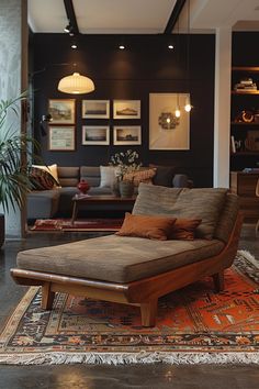 15 Best Moody Mid Century Modern Living Room Ideas Mad Men Interior Design, Modern Vintage Living Room, Media Room Seating