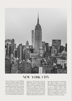 the new york city skyline in black and white