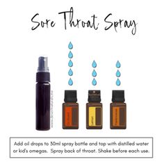 DIY Sore Throat Spray – Desert Naturals – Natural Living, Health, and Wellness using Essential Oils with Dawn Goehring Sore Throat Essential Oils, Sore Throat Spray, Oils For Sore Throat, Doterra Oils Recipes, Scratchy Throat, Throat Spray, Doterra Essential Oils Recipes, Essential Oil Diffuser Blends Recipes, Essential Oil Remedy