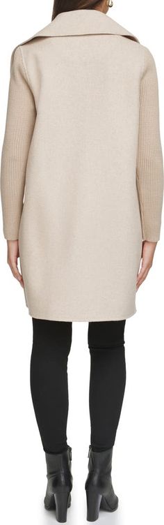 Kenneth Cole New York Rib Sleeve Mixed Media Coat | Nordstrom Kenneth Cole, Wool Blend, Mixed Media, Nordstrom, New York, Wool, Media