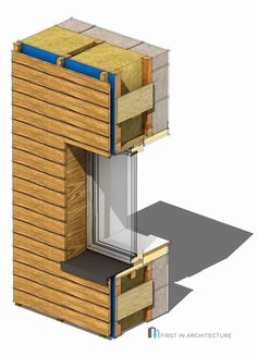 the side of a wooden building with windows and sidings on it's sides