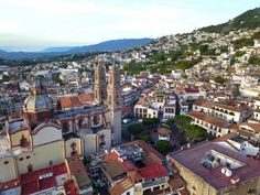 Stunning Aerial Views of Taxco Center and Santa Prisca Church royalty free stock images Aerial View, Mexico