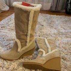 Never Worn Size 9m Authentic Coach Boots No Box Casual White Suede Boots, Coach Boots, Tan Boots, Coach Shoes, Cream White, Ugg Boots, Shoes Heels Boots, Shoes Women Heels, Heeled Boots