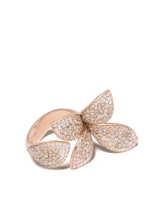 18kt rose gold Giardini Segreti diamond ring from PASQUALE BRUNI featuring diamond accents. Pasquale Bruni, Pretty Leaf, Luxury Jewelry Brands, Champagne Diamond, Pink Ring, Fine Rings, Flower Ring, Womens Jewelry Rings, 18k Rose Gold