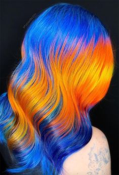 Blue And Orange Hair, Neon Hair Color, Dramatic Hair Colors, Pulp Riot Hair Color, Dramatic Hair, Pulp Riot Hair