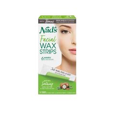 Nad's Facial Wax Strips make at-home facial hair removal easy and convenient. These hypoallergenic strips are ready to use—just rub, peel and go to remove hair from delicate facial areas, like upper lip and chin hair. The soft, flexible strip shapes to your facial curves to target all angles, while the wax formula with soothing shea butter gently and easily removes short hair by the root for long-lasting smooth skin. Use the Post-Calming Oil Wipes to remove excess wax and soothe freshly-waxed sk Home Waxing Kit, Chin Hair, Calming Oils, Remove Unwanted Facial Hair, Facial Waxing, Remove Hair, Unwanted Facial Hair, Wax Strips, Waxing Kit