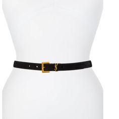 Brand New Never Work Suede Belt - Bought The Wrong Size And I Do Not Want To Damage It By Making A New Whole. The Suede Material Makes This Belt Look Classy And Elegant. Perfect For Any Outfit. Dress It Up Or Down. Size: 36in / 90cm Black/Gold Ysl Belt, Distressed Leather Belt, Saint Laurent Accessories, Classy And Elegant, Look Classy, Suede Belt, Outfit Dress, Brown Belt, Vintage Belts