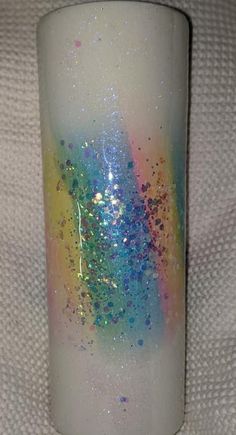 We make personalized tumblers with glitter and without. White And Rainbow Glitter Tumbler, Rainbow Tumbler Glitter, Glitter Rainbow Tumbler, Personalized Tumblers, Drinkware, Barware, Kitchen Dining, Tumbler, Display Homes