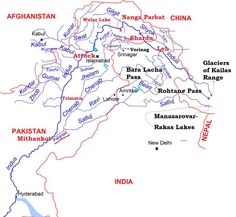 a map of pakistan showing the location of major cities and rivers in different parts of india