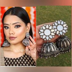 Add a hint of flamboyance to your outfit with these exquisitely handcrafted Afghani mirror earrings made with high quality German Silver. Pair it up with any traditional or western attire for that extra sparkle to your personalityEach earring weighs 24 GM's Earrings are lightweight so can be worn with comfort even for long hours.Length 3 inchesNote: All in stock items will be shipped from New Delhi, India within 2-3 business days after receipt of payment. International orders may take anytime be Mirror Earrings, Beaded Jewelry Earrings, Oxidised Silver Jewelry, Traditional Indian Jewellery, Buy Mirror, Thread Necklace, New Delhi India, Beaded Earrings Patterns, Black Polish