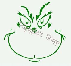 an angry face drawn in green ink with the words shoppe's shop on it