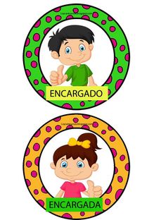 two children's faces with the words encargado and encargada