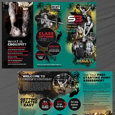 an image of a flyer or brochure for a bodybuilding competition with images of people doing different things