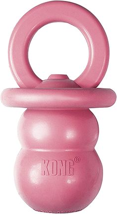 a pink exercise ball with an o ring