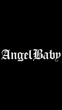 an angel baby logo on a black background with the words angel baby written in white