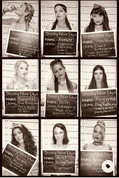 mugshots of women holding signs that say names and date, which are written on them