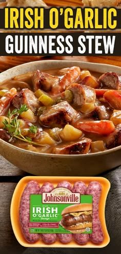 irish o'garlic guinness stew in a bowl