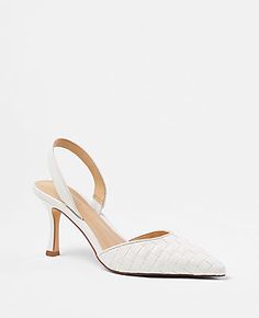 Elevate your ensemble with the Ann Taylor Kerry Woven Leather Pumps, a blend of sophistication and modern style. These pumps feature a chic pointy toe and are crafted from 100% woven leather, offering both luxury and durability. 

- Size: 8 1/2
- Color: Winter White
- Material: 100% Leather
- Gender: Female
- Heel Height: 3 inches
- Features: Padded footbed for enhanced comfort

Perfect for both office wear and evening outings, these pumps promise to keep you comfortable while making a fashion s Heels Pumps, Winter White, White Material, Leather Pumps, Office Wear, Effortless Style, Ann Taylor, Gender Female, Modern Style