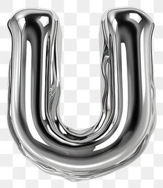 the letter u is made out of shiny metal, hd png and psd