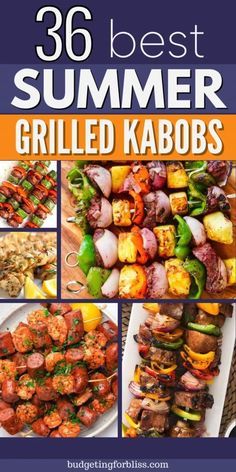 the cover of the book, 30 best summer grilled kabob's