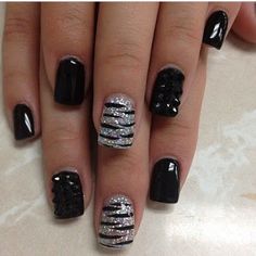 Raider Nails, Black Silver Nails, Mystic Nails, Nail Boutique, Nails Styles, Special Nails, Crazy Nails