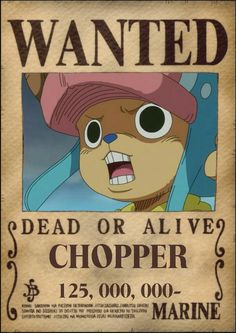 the wanted poster for chopper from one piece