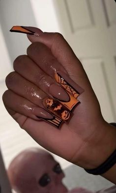 Mexican Nails, Horror Nails, Halloween Acrylic, Halloween Acrylic Nails, Diy Acrylic Nails, Spooky Szn, Dope Nail Designs