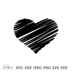 a black and white heart with the word svg dxf png eps