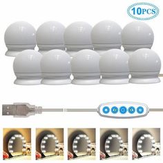 10 pack white led light bulbs with remote control for makeup and hair salons,