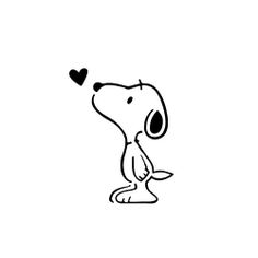 a black and white drawing of a dog with a heart