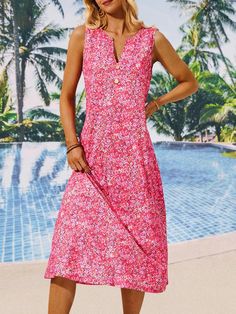 Product Title :V Neck Floral Loose Vacation Dress Product Measurements cm Size US Waist Bust Hip S 6-8 70-74 88-92 96-100 M 10 75-78 93-96 101-104 L 12 79-84 97-102 105-110 XL 14 85-90 103-108 111-116 XXL 16 91-96 109-114 117-122 Product Details Sleeve Length:Sleeveless Edition type:Loose Dress Length:Midi Accessories:No Waistlines:Natural Elasticity:No Elasticity Silhouette:A-Line Dress type:Others Thickness:Regular Size Type:Regular Size Neckline:V neck Activity:Daily,Vacation... Sleeveless Printed Red Midi Dress, Red Printed Midi Beach Dress, Red Printed Sleeveless Midi Dress, Red Sleeveless Printed Midi Dress, Sleeveless Red Printed Midi Dress, Red Printed Beach Midi Dress, Red Printed Midi Dress For Beach, Causal Dresses, Over 60 Fashion