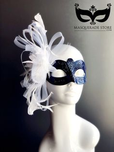 Our luxury cobalt blue woman's mask is paired with beautiful white feathered florals. This masquerade mask is lightweight and comfortable to wear for any special event. This mask can elevate your outfit for your special event! S H I P P I N G - Processed same day or within 24 hours. 1-2 day guaranteed delivery services are offered, add items to the cart, and click on the shipping tab for rates. Pls leave a check-out note with your need date & contact number (especially for expedited and custom o Feathered Mask, Blue Masquerade Mask, Masquerade Mask Women, Elegant Face Mask, Thank You Wishes, Mask White, Ball Mask, Feather Mask, Prom Dance