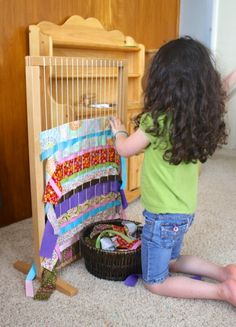 Weaving with Kids/ as of 8/12/13 I could not locate this type loom at Discount School Supply as stated on her site or on the web but I will keep looking as I think this would be a great addition to our classroom. Weaving With Kids, Weaving Loom For Kids, Diy Sy, Weaving For Kids, Diy Popsicle, Montessori Ideas, Waldorf Toys, How To Make Homemade