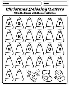 christmas missing letters worksheet for kids to practice their handwriting and writing with the letter