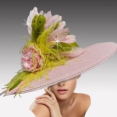 Embrace The Spirit Of The Races With This Exquisite And Vibrant Wide Brim Couture Pink And Green Work Of Art That Exudes Elegance And Charm. Adorned With Delicate Feathers And Sparkling Sequins, This Hat Is A True Showstopper, Perfect For The Kentucky Derby, Ascot, Preakness, Or Any Derby Or Equestrian Event. Whether You're Strolling The Paddock Or Cheering From The Stands, This Statement Piece Will Elevate Your Style To New Heights. Capture The Essence Of Equine Grace And Sophistication With Our Pink And Green Equine Regal Feathered Hat And Make A Lasting Impression At Your Next Event. White Church Hats, Church Skirts, First Lady Church Suits, Special Occasion Hats, Church Dresses For Women, African Turban, Sequin Hat, Derby Fashion