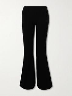 Courrèges ‘Ellipse’ pants are named after the concealed zips at the thighs that can be adjusted to reveal a sliver of skin. They’re made from slightly stretchy jersey and have a high-rise waist and flared legs. Wear yours with the coordinating off-the-shoulder top. Elegant High-cut Leg Pants For Night Out, Elegant Black Pants With High-cut Leg, Elegant High-cut Leg Black Pants, Elegant High-cut Black Pants, Elegant Black High-cut Leg Pants, Chic High-cut Leg Elastane Pants, Elegant High-cut Leg Fitted Pants, Stretch High-cut Leg Bottoms For Evening, High Rise Pants