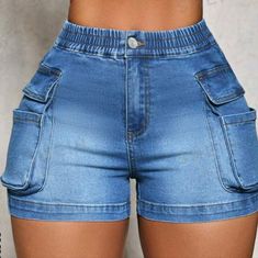 High Waise Denim W/ Design Pockets Shorts Nwt Shein Size 30 8/10 Measurements Length 12" Waise 37-27 Leave Comments Below Shein Shorts, Short Cargo, Shorts Collection, Ladies Shorts, W Design, Dope Outfits For Guys, Short Denim, Teen Clothing, Shorts Women