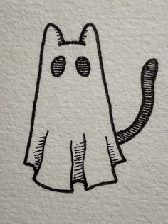 a black and white drawing of a ghost